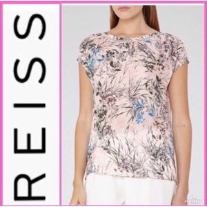 Reiss Multicolor Silk Back Button Blouse Size 10